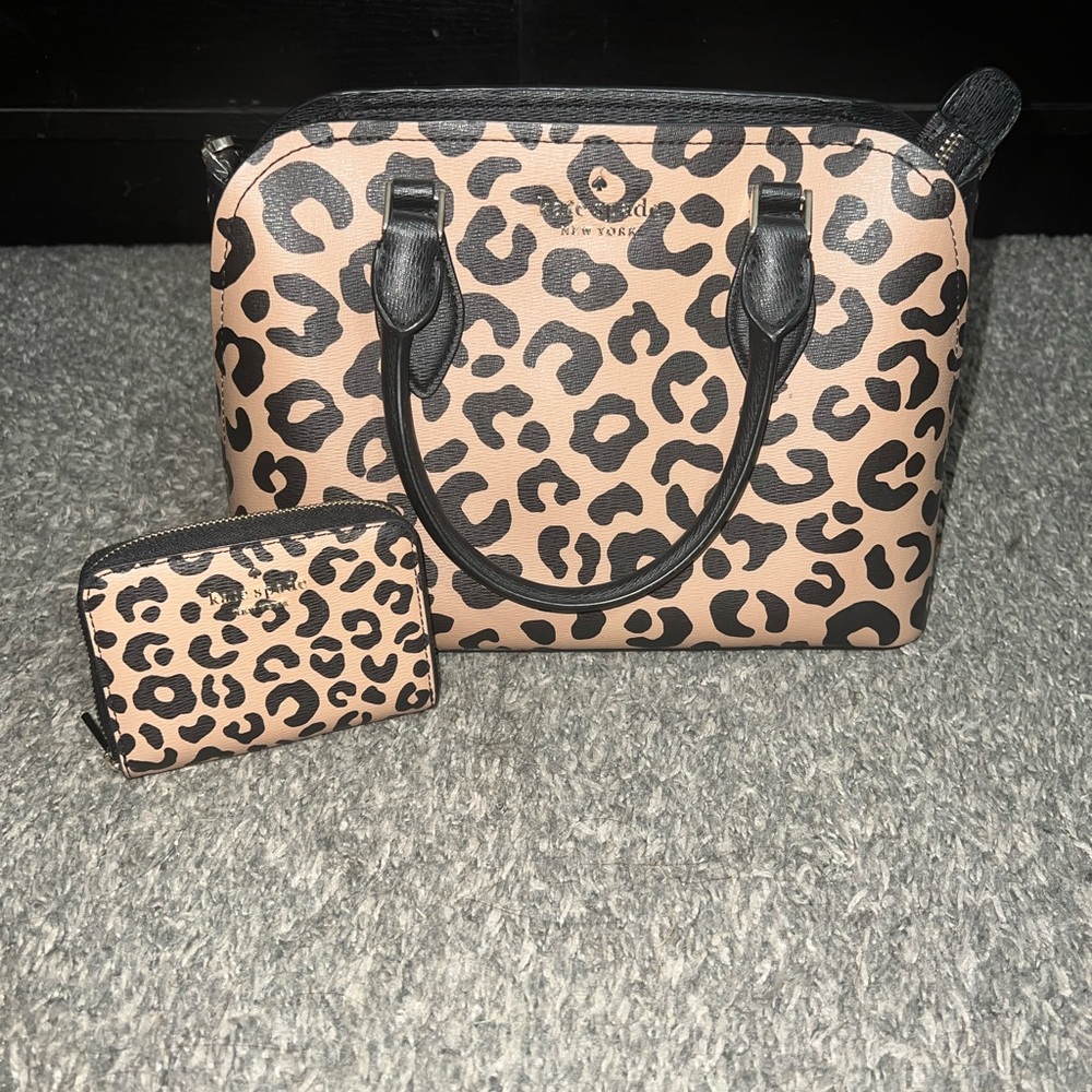 Kate Spade Black and Tan Satchel and matching wallet
